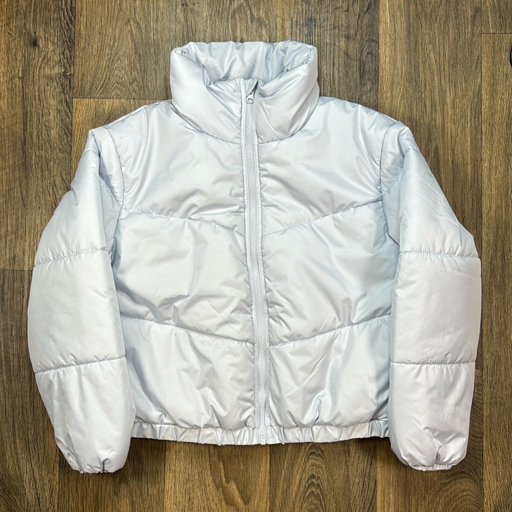 Wild Fable Ice Blue Cropped Puffer Jacket